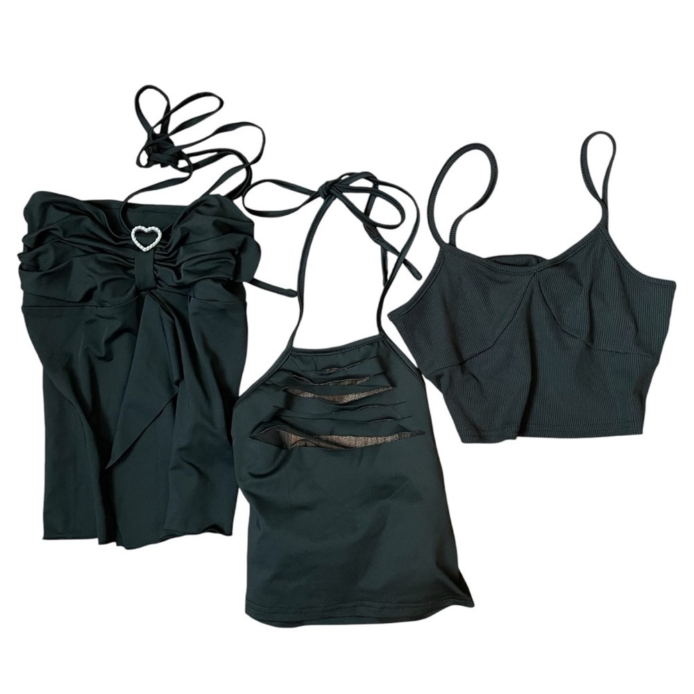 Shein Lot 3 Tops‎ Black Size XS/2 Bundle of Two Halters One Cami